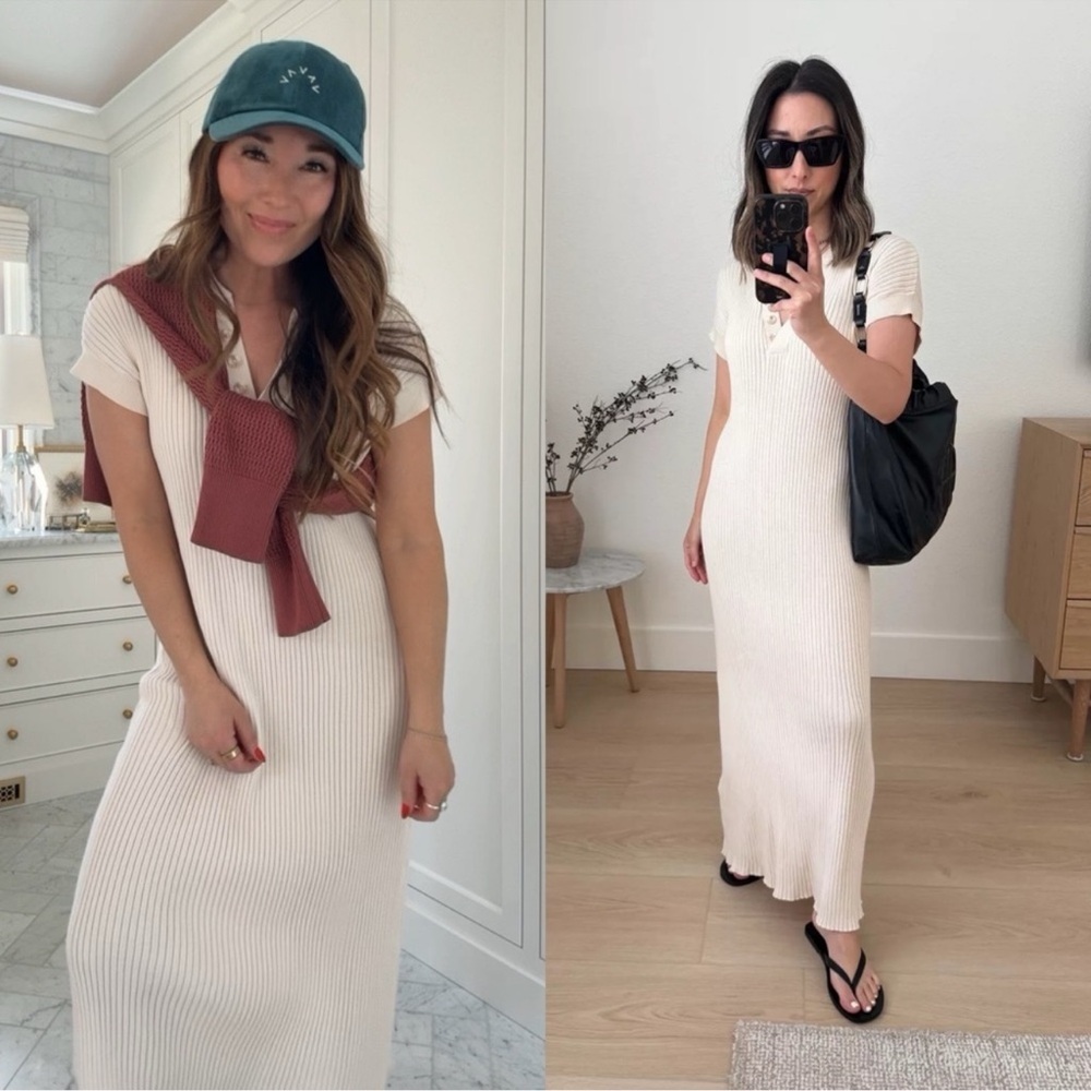 Varley Aria Knit Midi Dress in Ivory
